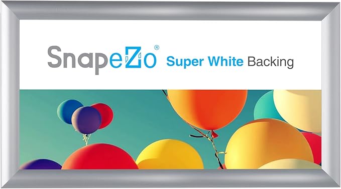 SnapeZo Poster Frame 7x14 Inches, Silver 1 Inch Aluminum Profile, Front-Loading Snap Frame, Wall Mounting, Sleek Series