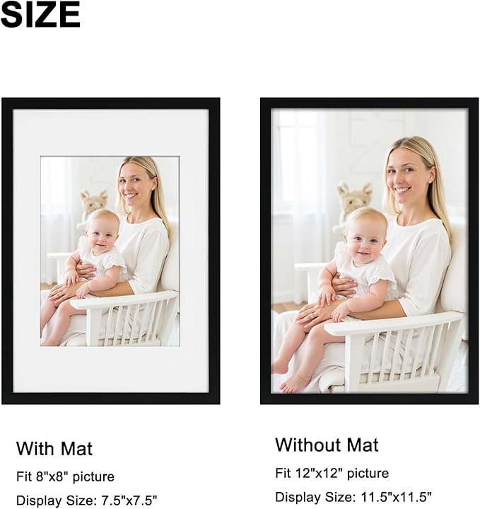 Giftgarden A4 Picture Frame Set of 4, Matted to 6x8 Picture with Mat, 8.3x11.7 Inch Photo Frames for Wall or Tabletop Display, Black