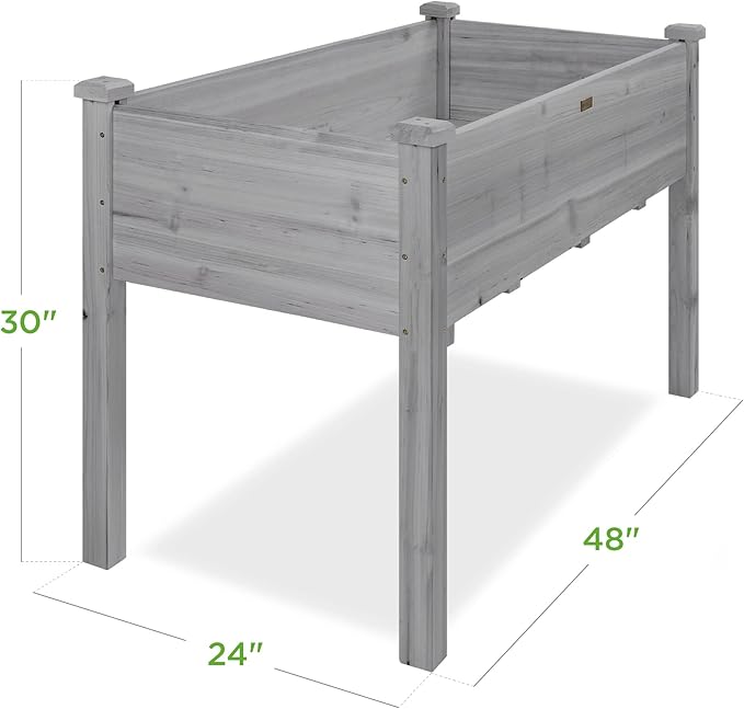 Best Choice Products 48 x 24 x 30 Inches Raised Garden Bed, Elevated Wood Planter Box Stand for Backyard, Patio, Balcony with Bed Liner, 200 Pound Capacity - Gray