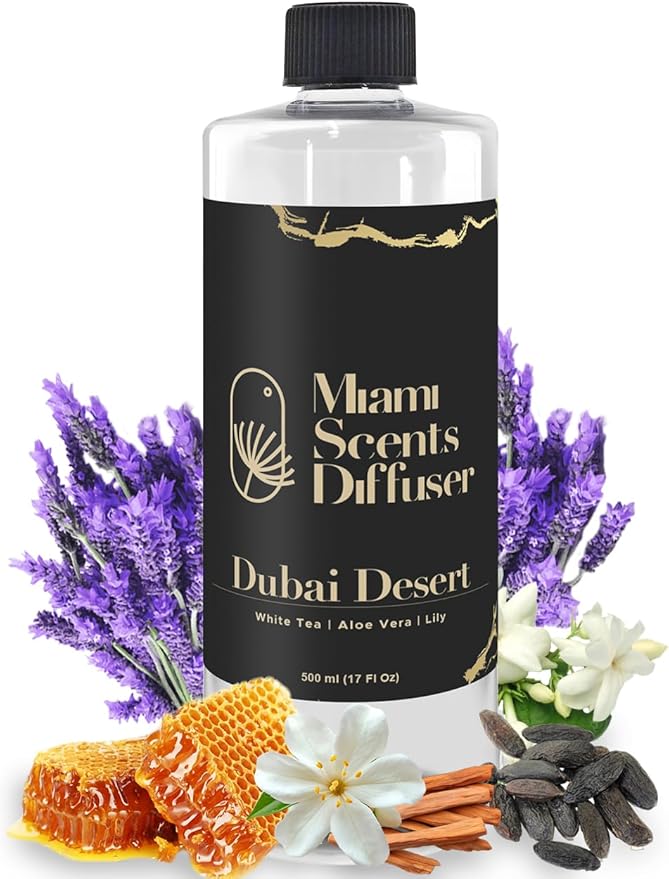 Dubai Desert - Dream On Inspired by Atlantis Dubai Hotel 17 FlOz - 500 ml Essential Oils Aroma for Home Office Diffuser Luxury Fragance Refill Aromatherapy Fresh Blend of White Tea, Lily and Aloe Vera