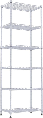 REGILLER 6 Wire Shelving Steel Storage Rack Adjustable Unit Shelves for Laundry Bathroom Kitchen Pantry Closet(Silver,11.7" D x 21.4" W x 63" H)