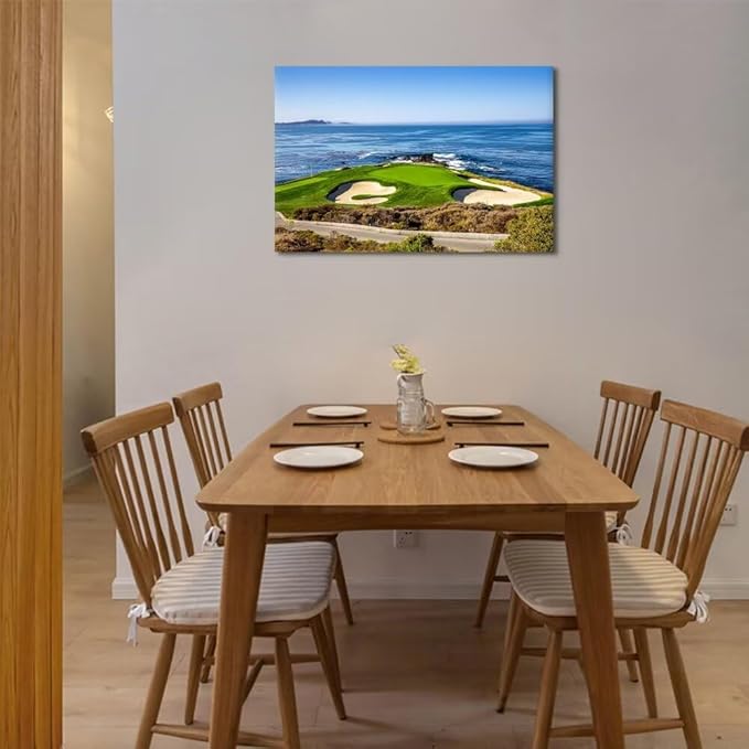 USA California Golf Course Wall Art for Living Room Bedroom Bathroom Home Decorations Golf Course Picture Poster Print on Canvas Modern Artwork Framed Ready to Hang(28''H x 44''W)