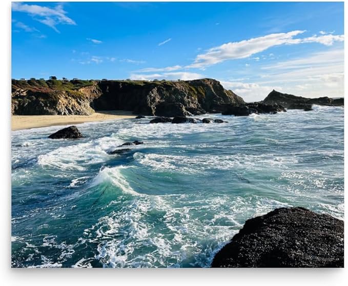 Bodega Bay Coastal Poster – Ocean Photography Wall Art Print – California Nature Landscape – Horizontal Seascape Decor – Picture for Living Room or Bedroom (16x20 inches) - Unframed Poster