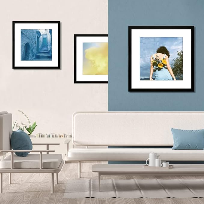 THREELOVE 22x22 Frame Black, Display Picture 18x18 with mat or 22x22 Without mat, Photo Poster Picture Frame Wall Mounting Home Decor, 3 PCS