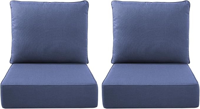 Luxury Outdoor Seat Cushion Set-22 x 22 x 6 Inch Outdoor Chair Cushions with Water Resistant & Removable Cover Outdoor Cushions for Patio Furniture Chair Sofa Couch-Beige