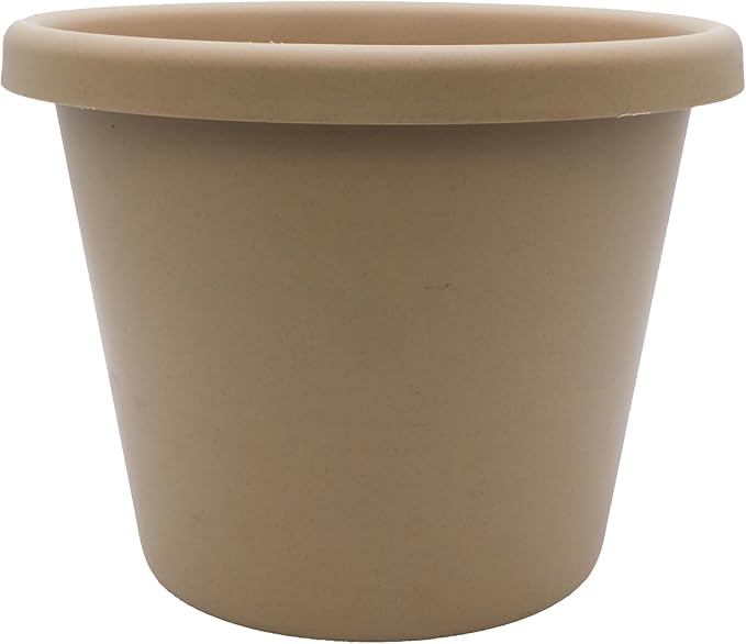 The HC Companies Classic Round Plastic Plant Pot w/Rolled Rim - Lightweight & UV Resistant Flower Pot for Herbs & More - Outdoor & Indoor Plant Pots w/Drainage (15.5 inch Sandstone, Pack of 1)