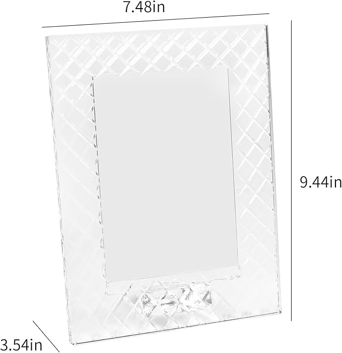5''x 7'' Crystal Picture Frame for Wedding, Elegant Photo Frame for Home & Office Decor, Decorative Design for Tabletop Display, Includes Luxury Gift Box (5x7Inch)