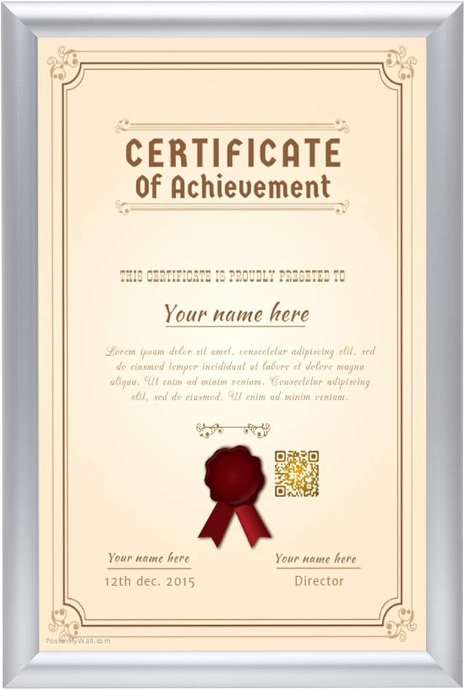 SnapeZo Notice Frame 11x17 Inches, Silver 1 Inch Aluminum Profile, Front-Loading Snap Frame, Wall Mounting, Sleek Series