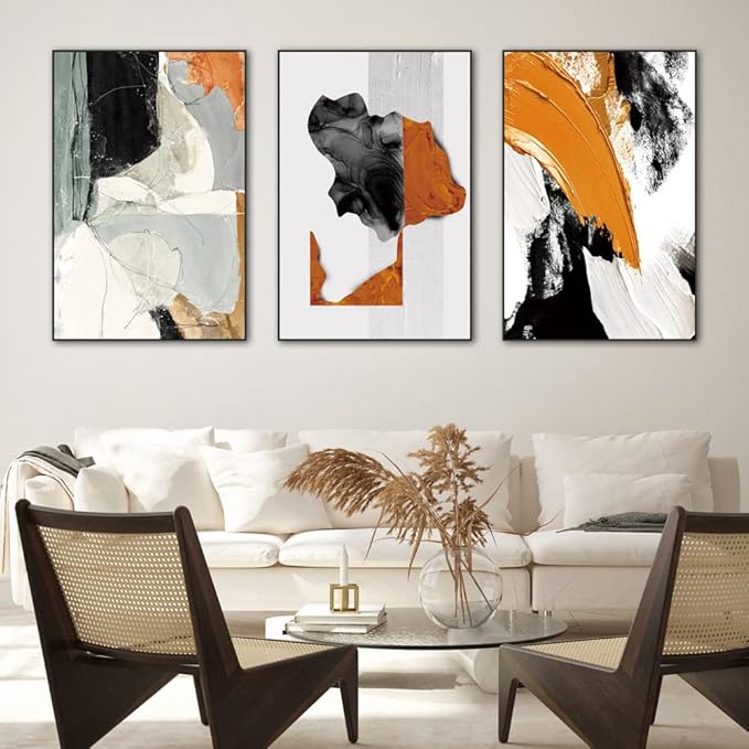 Canvas Wall Art Aesthetic Abstract Graffiti Large 32" X 24" Set of 3 Minimalist Wall Decor Modern Nature Art Posters Prints Frame Wall Art For Living Room Bedroom Bathroom Kitchen Office