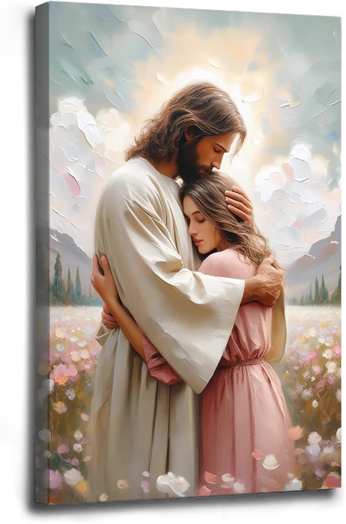 Christian Wall Art Print, Religious Scripture Biblical Decor, Faith-Based Inspirational Landscape with Cross, Digital Printed Canvas Poster for Church, Home Chapel, Prayer Room Decor