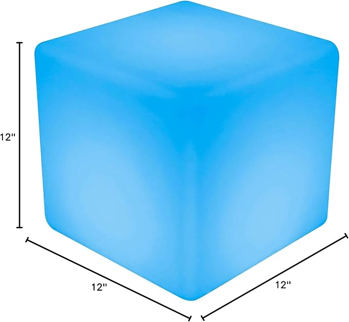 12-Inch LED Rechargeable Decorative Light Cube | Waterproof, Dimmable, Adjustable RGB Color Changing with Remote Control for Indoor Outdoor Decorative Lighting