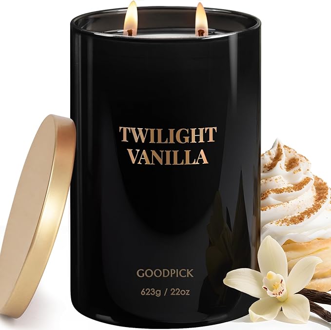 Goodpick Twilight Vanilla Scented Candles, Citrus & Floral Candles for Home, 22oz Soy Wax, 120hrs Creamy Vanilla, Relaxing Bedroom Gift