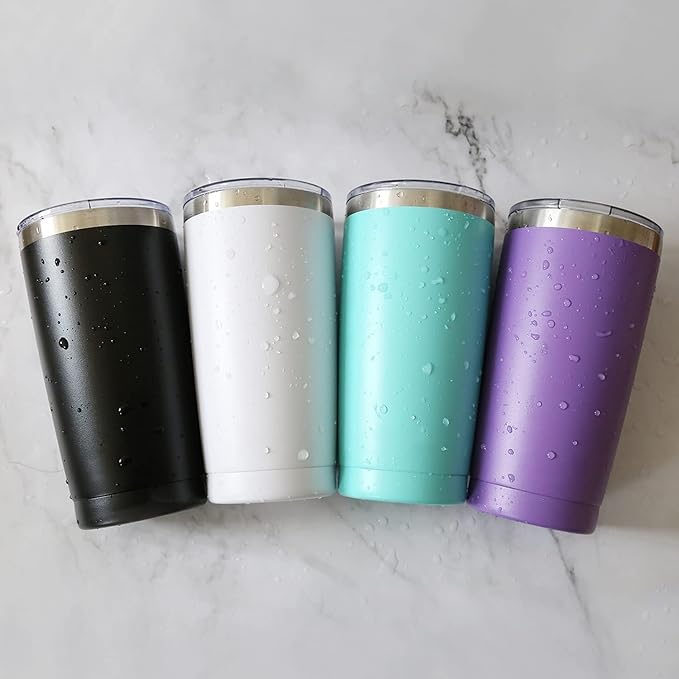 12 pack 20 oz Stainless Steel Insulated Tumbler with Straw and Lid, Double Wall Travel Coffee Mug Vacuum Insulated Bulk Tumbler, Suitable for Vehicle Cup Holders （Black）