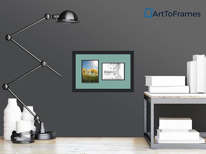 ArtToFrames Collage Photo Frame Double Mat with 2 - 6x8 Openings and Satin Black Frame