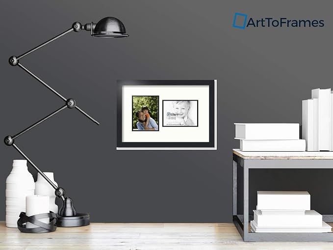 ArtToFrames Collage Photo Frame Double Mat with 2 - 6x8 Openings and Satin Black Frame