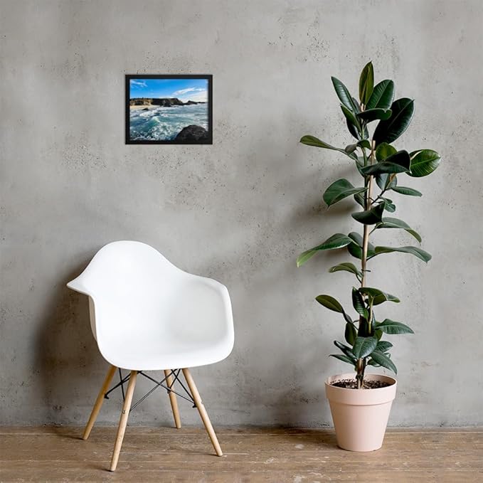 Bodega Bay Coastal Wall Art – Framed Ocean Photography Print – California Nature Landscape Poster – Seascape Decor for Living Room or Bedroom (11x14 inches) - Wooden Framed (Black)