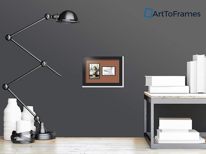 ArtToFrames Collage Photo Frame Double Mat with 1 - 3.5x5^ 4x6 Openings and Satin Black Frame