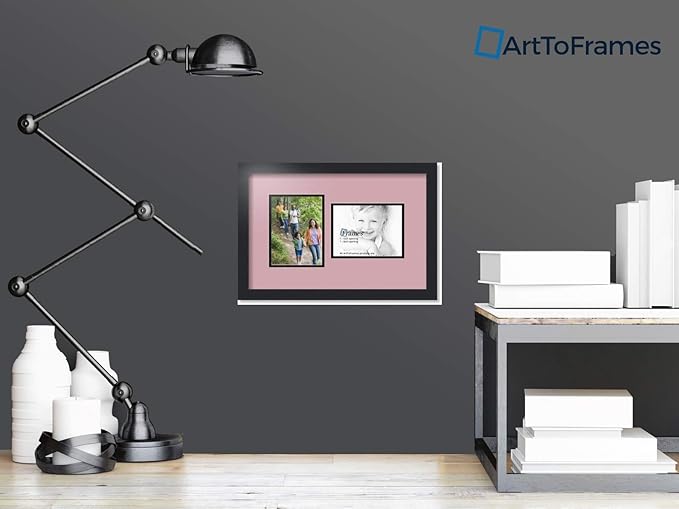ArtToFrames Collage Photo Frame Double Mat with 2-6x8 Openings with Satin Black Frame and Seashell mat.