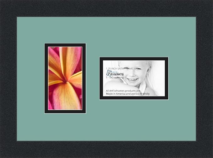 ArtToFrames Double-Multimat-774-818/89-FRBW26079 Collage Photo Frame Double Mat with 2-3x5 Openings and Satin Black Frame