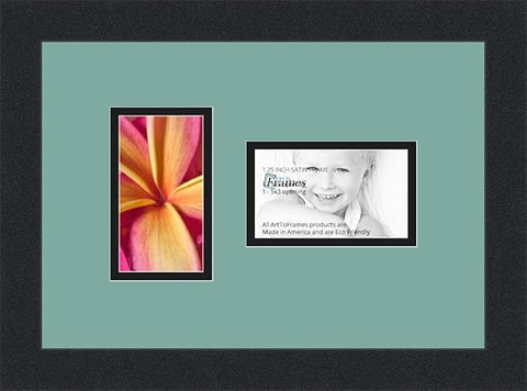 ArtToFrames Double-Multimat-774-818/89-FRBW26079 Collage Photo Frame Double Mat with 2-3x5 Openings and Satin Black Frame