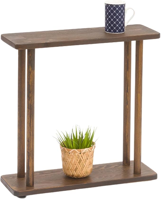 Rectangular Solid Wood Narrow Side Table, Skinny Bedside Table, Small End Table (Dark Walnut, X-Large)