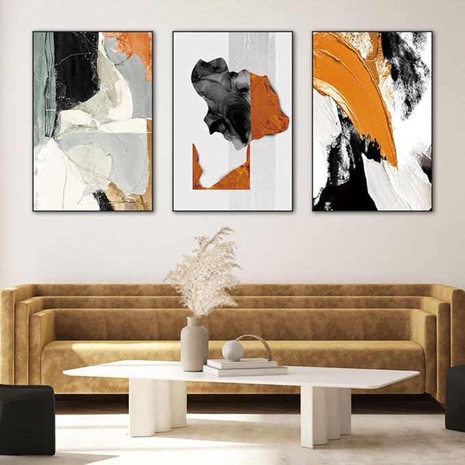 Canvas Wall Art Aesthetic Abstract Graffiti Large 32" X 24" Set of 3 Minimalist Wall Decor Modern Nature Art Posters Prints Frame Wall Art For Living Room Bedroom Bathroom Kitchen Office