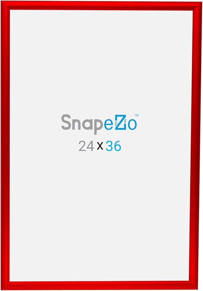 SnapeZo Poster Frame 24x36 Inches, Red 1 Inch Aluminum Profile, Front-Loading Snap Frame, Wall Mounting, Sleek Series