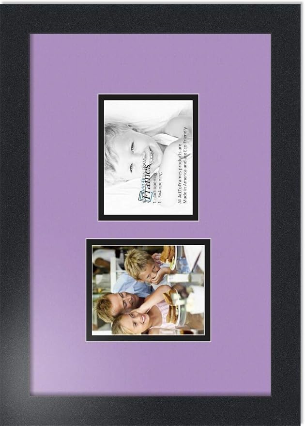 ArtToFrames Double-Multimat-104-805/89-FRBW26079 Collage Photo Frame Double Mat with 2-4x5 Openings and Satin Black Frame