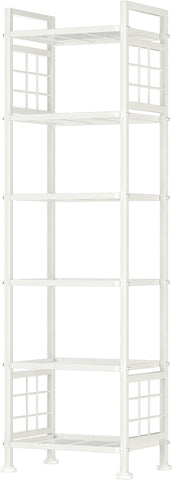 GIOTORENT 6-Wire Standing Storage Shelves, Metal Shelving Unit Pantry Rack for Laundry Kitchen Bathroom Organizer(White)