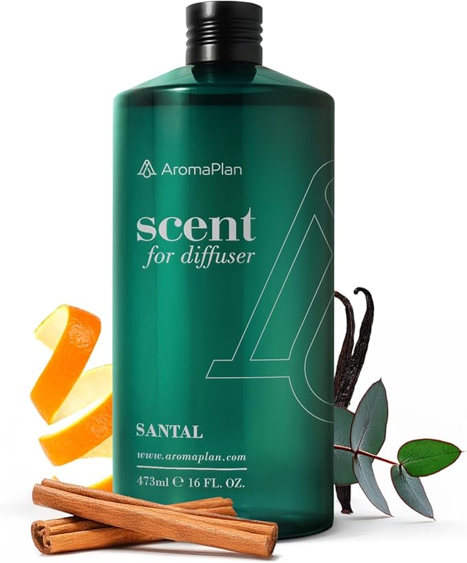 AromaPlan Hotel Scents Santal 16 Fl Oz (473ml), Home Luxury Aroma & Hotel Diffuser Oil- Hotel Diffuser Oil for Aromatherapy- USA Made, Bigger Bottle, Bolder Aroma & Longer Lasting