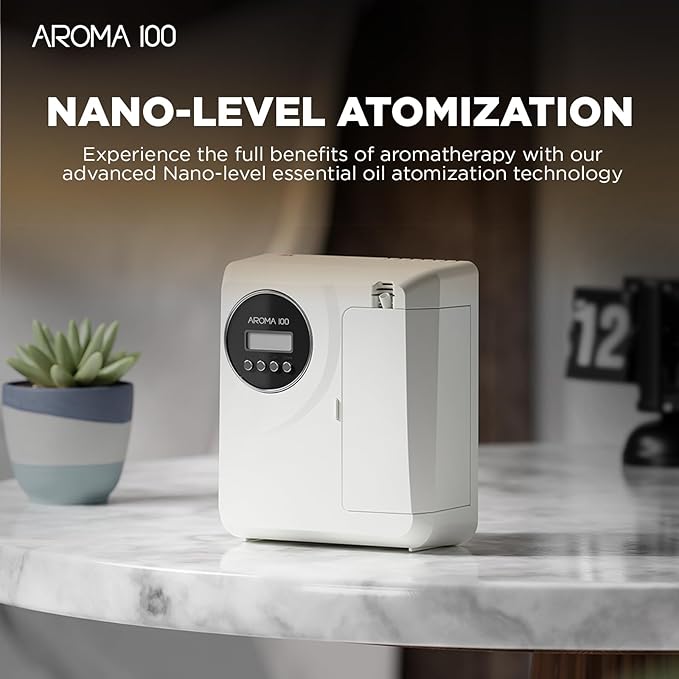 Waterless Diffuser for Essential Oil 2000sq.ft Coverage Nebulizer Nano Air Freshener Smart Diffusers Scent Aromatherapy Diffuser for Home Room Office