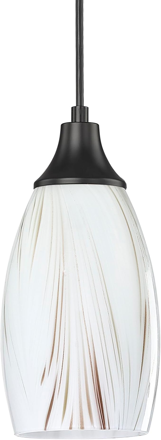 Mini Glass Pendant Light Kitchen Island Oval Ceiling Hanging lamp Shade with Black Matte finish1pack Milk Blown Glas Pendant Lighting Adjustable Cord for Hallway Dining Room Bathroom