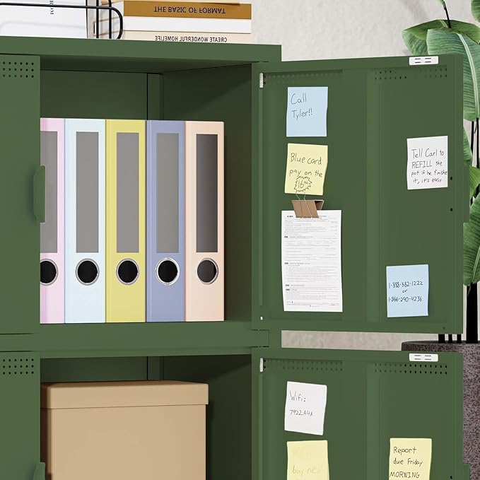 Metal Locker Storage Cabinet with 4 Doors and 3 Shelves，39.96" Tall Steel Office Storage Cabinet for Office,Home,Garage,Gym,School