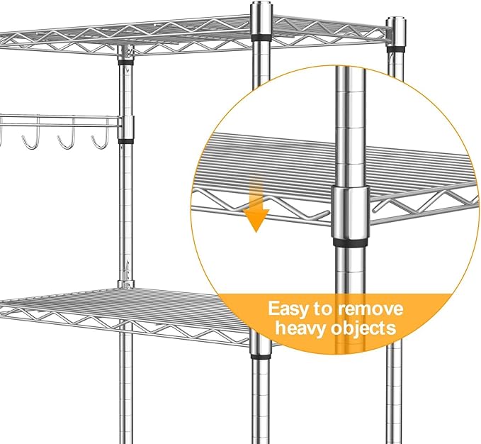 Homdox 5 Tier Steel Wire Shelving Unit on Wheels,Chrome Shelves for Garage Kitchen Living Room,Heavy Duty Shelving Rack, 23.2 x 13.8 x 72 inch (L x W x H)