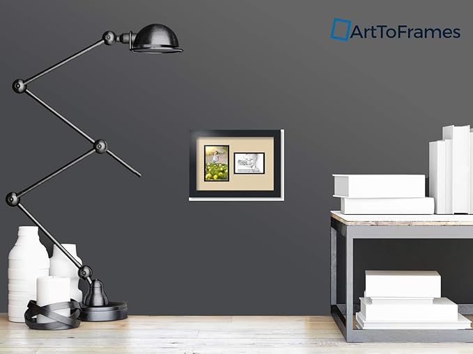 ArtToFrames Collage Photo Frame Double Mat with 1 - 3.5x5, 4x6 Openings and Satin Black Frame