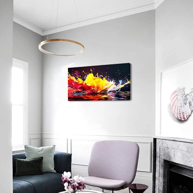 Abstract Splashing of Colorful Paint Wall Art Decor Artwork for Living Room (20x40 Inches)