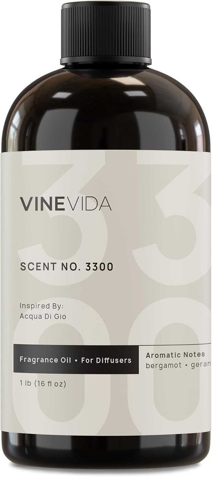VINEVIDA [16 Fl Oz] Scent NO. 3300 Fragrance Oil for Cold Air Diffusers, Aromatic Notes of Bergamot Geranium Patchouli, Essential Oils for Diffuser Oil Refill & Air Freshener Room Spray