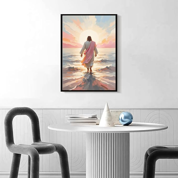 Christian Wall Art Print, Religious Scripture Biblical Decor, Faith-Based Inspirational Landscape with Cross, Digital Printed Canvas Poster for Church, Home Chapel, Prayer Room Decor
