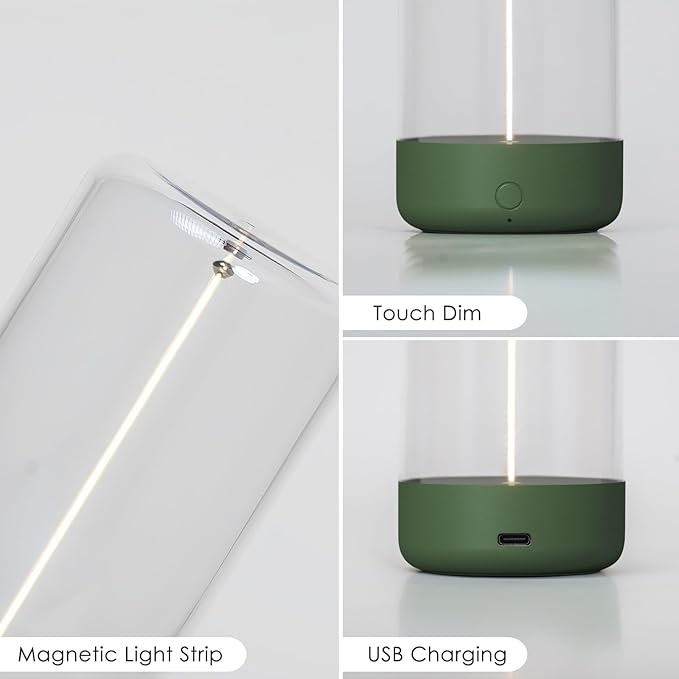 Mini Minimalist Table Lamp Cordless LED Desk Lamp Rechargeable Modern Night Lights Portable Nightstand Lamps Unique Ambient Light Mood Lighting for Bedroom, Beside, Nursery