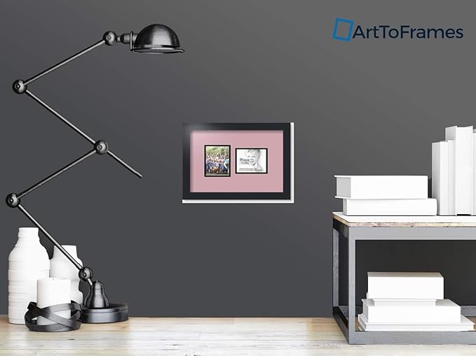 ArtToFrames Collage Photo Frame Double Mat with 2-4x5 Openings with Satin Black Frame and Seashell mat.
