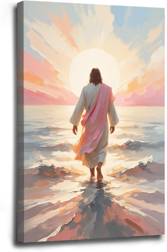 Christian Wall Art Print, Religious Scripture Biblical Decor, Faith-Based Inspirational Landscape with Cross, Digital Printed Canvas Poster for Church, Home Chapel, Prayer Room Decor