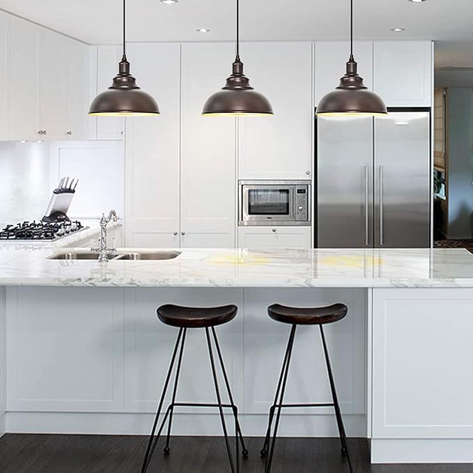 1 Pack Farmhouse Pendant Light Bronze Pendant Lighting for Kitchen Island Industrial Hanging Barn Light Pendant Lighting Over Island Sink Light Fixtures