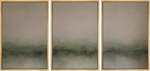 SIGNWIN Framed Wall Art Print Set Neutral Green Abstract Contemporary Misty Landscape Photography Modern Art Minimalist Closeup Dramatic for Living Room, Bedroom, Offic - 16"x24"x3 NATURAL