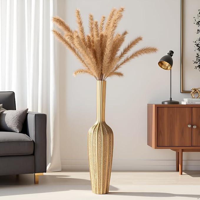 Elegant Gold Floor Vase - 23.62” Tall Decorative Vase for Dried Flowers | Home Decor Accent | Resin Tall Floor Vase