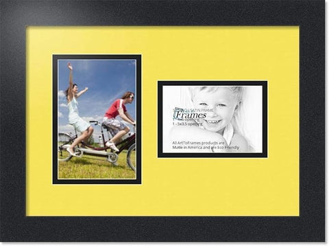 ArtToFrames Collage Photo Frame Double Mat with 1 - 3.5x5^ 4x6 Openings and Satin Black Frame