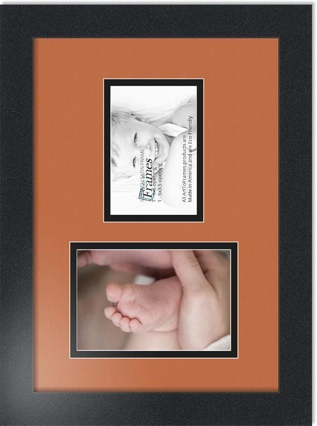 ArtToFrames Collage Photo Frame Double Mat with 1 - 3.5x5^ 4x6 Openings and Satin Black Frame