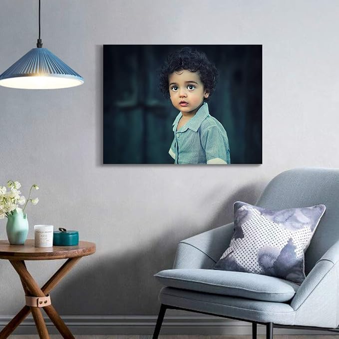 Looife Custom Wall Art Prints from Your Photo on 16x12in Canvas Personalized Wall Decor Paintings with Solid Wood Frame for Living Room Bedroom Kitchen and Office Ready to Hang