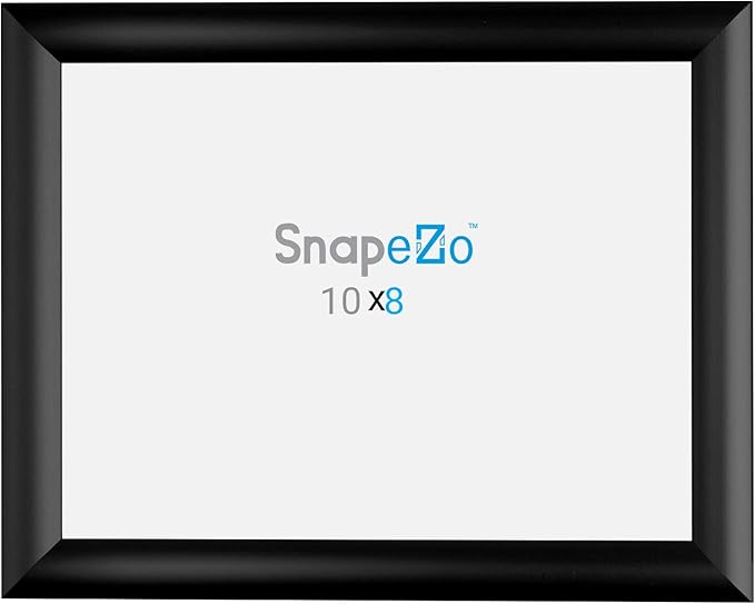SnapeZo Photo Frame 8x10 Inches, Black 1 Inch Aluminum Profile, Front-Loading Snap Frame, Wall Mounting, Sleek Series