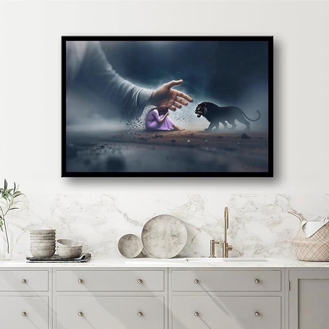 Christian Wall Art Print, Religious Scripture Biblical Decor, Faith-Based Inspirational Landscape with Cross, Digital Printed Canvas Poster for Church, Home Chapel, Prayer Room Decor