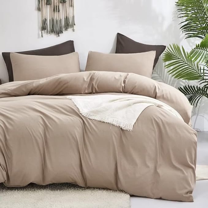 Wellboo Khaki Comforter Set Full Size Cream Coffee Bedding Sets Dark Champagne Bed Quilts Solid Taupe Quilts Women Men Modern Oatmeal Brown Blankets Cream Khaki Comforters Plain Tan Taupe Color Bed